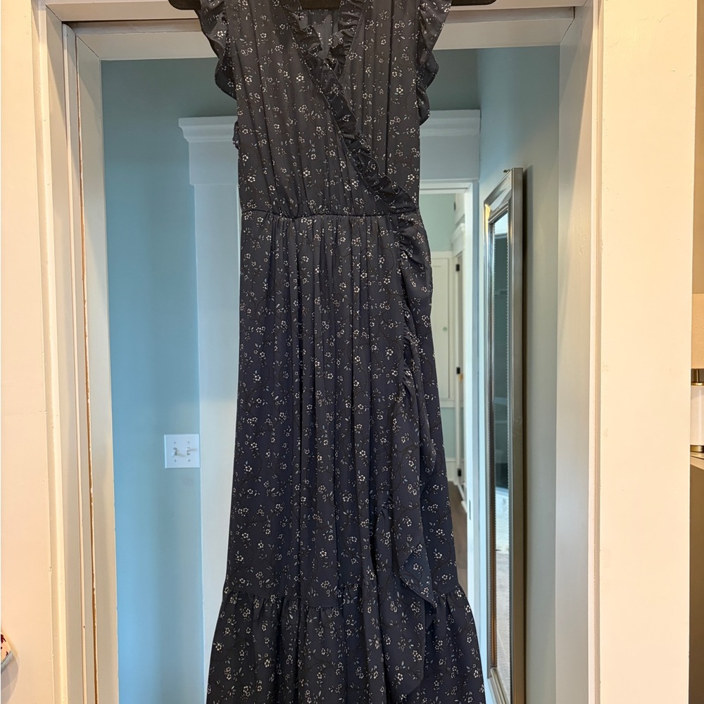 Kate Spade Women's Navy Floral Wrap Maxi Dress 00